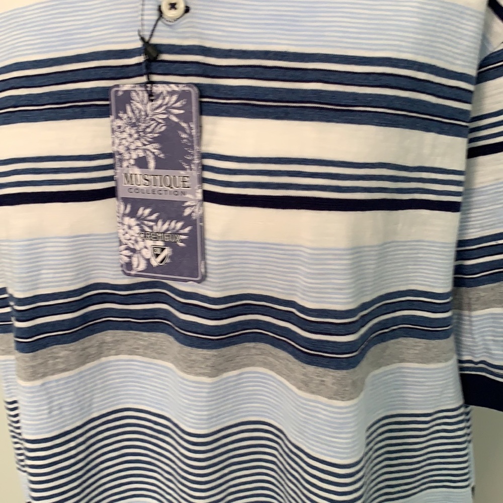 CREMIEUX NWT MEN’S BLUE WHITE STRIPED POLO SIZE XL - Picture 2 of 6